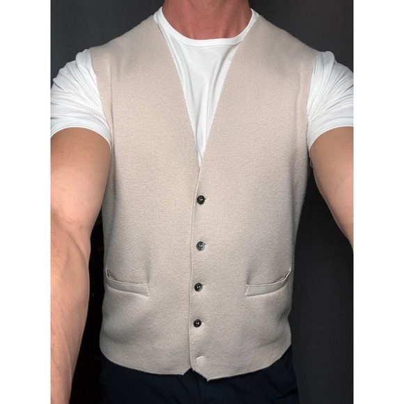 N.Peal Organic Cashmere Vest - Cream, Size S, Like New - Picture 1 of 9